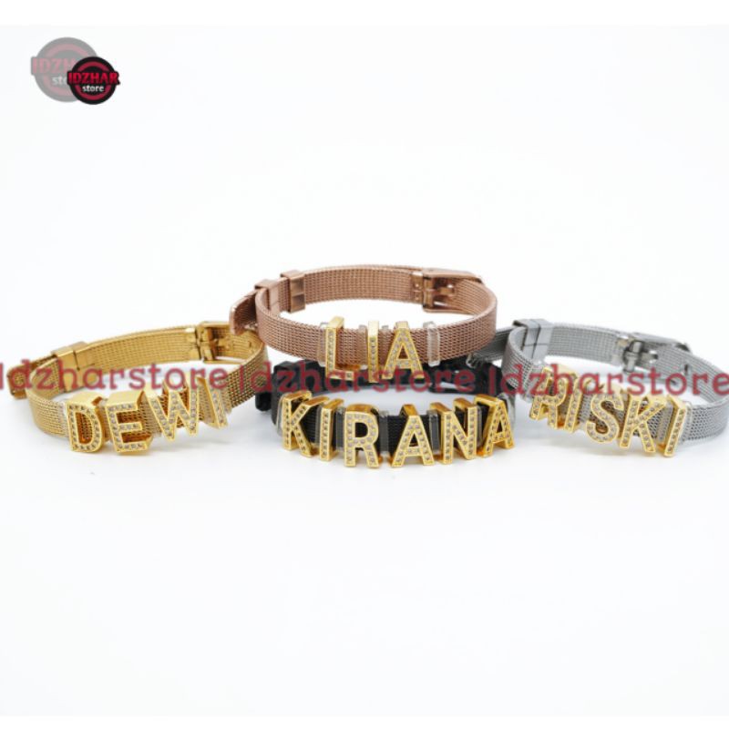 Gelang Gesper Titanium Gelang Inisial Nama Huruf Alfabet