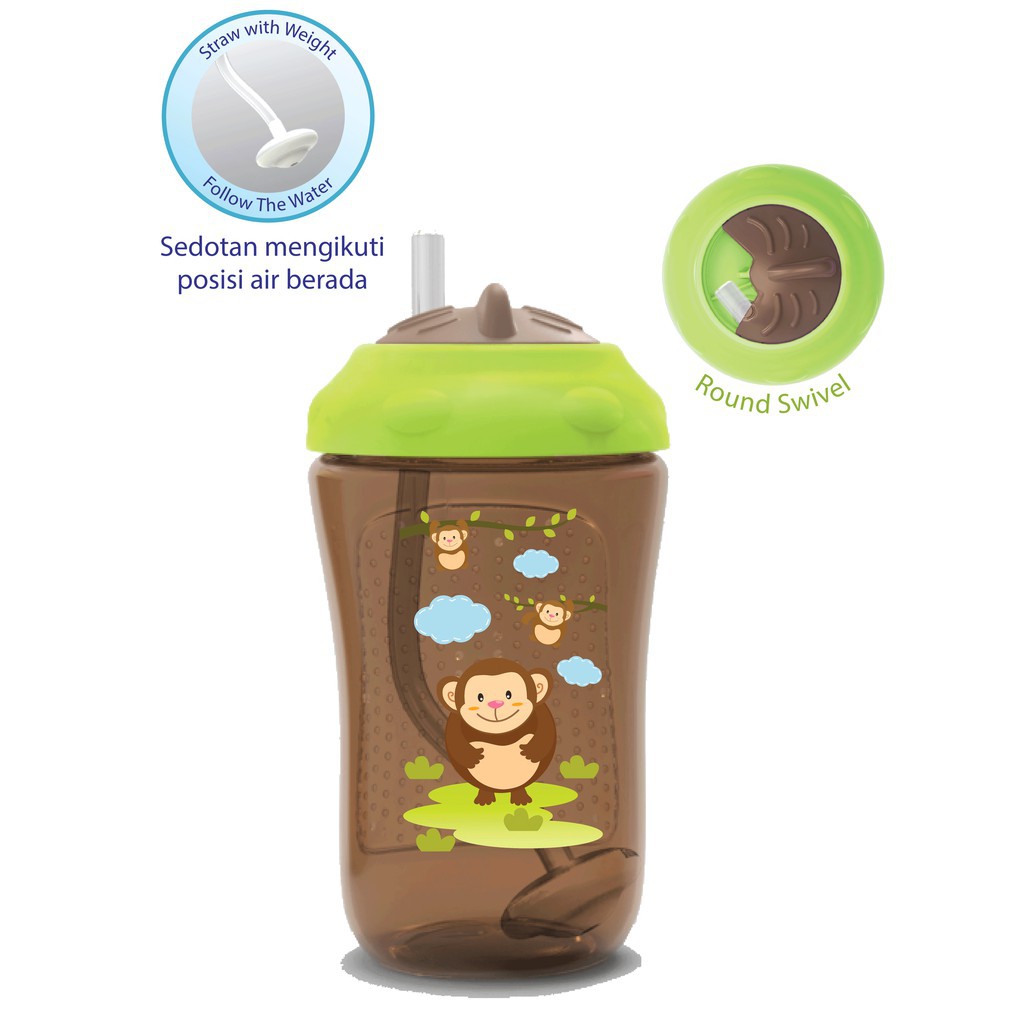 Baby Safe Sipper Cup With Weighted Straw FS405 Brown Botol Minum Coklat