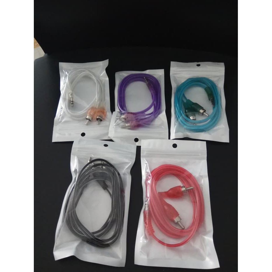 Kabel aux 2in1 transparan / Jack 3.5mm audio rca 2 in 1 cabel Cable