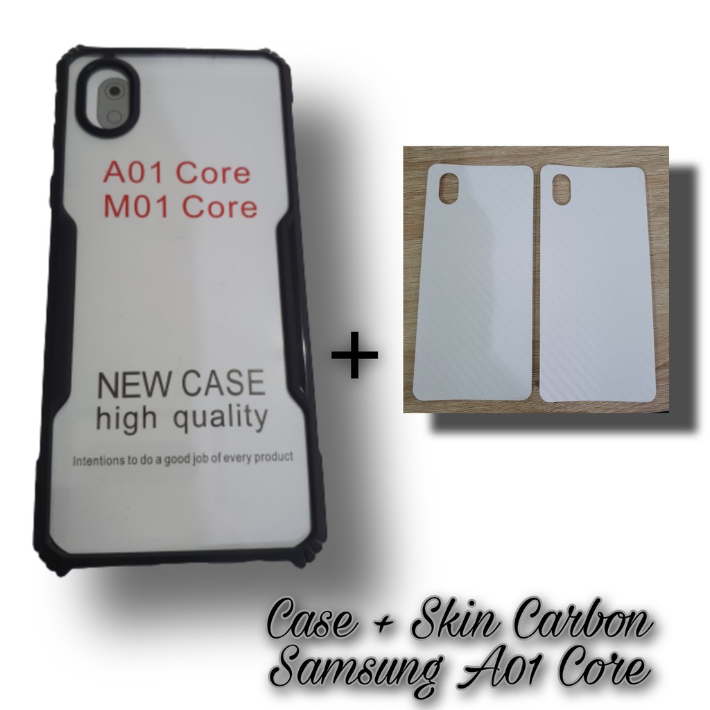 Case Samsung A01 Core Armor HardCase Free Skin Carbon Handphone Protector