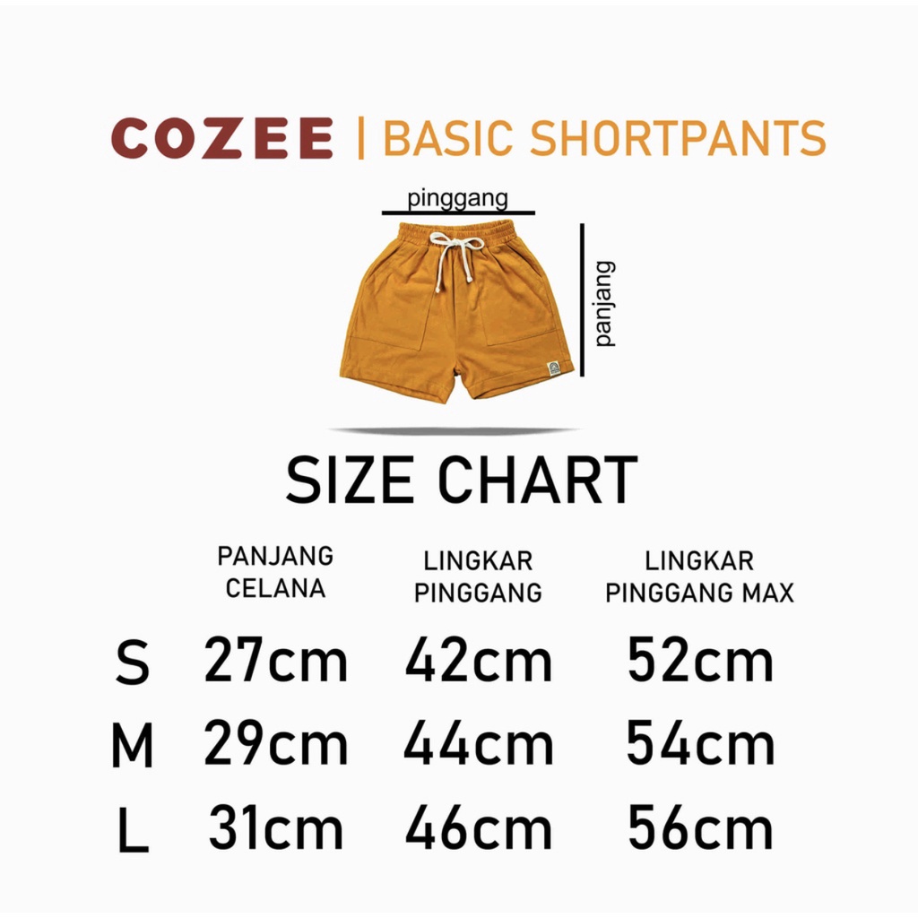 COZZE | Celana Pendek Anak | Basic Shortpants | celana Harian anak laki laki | celana harian