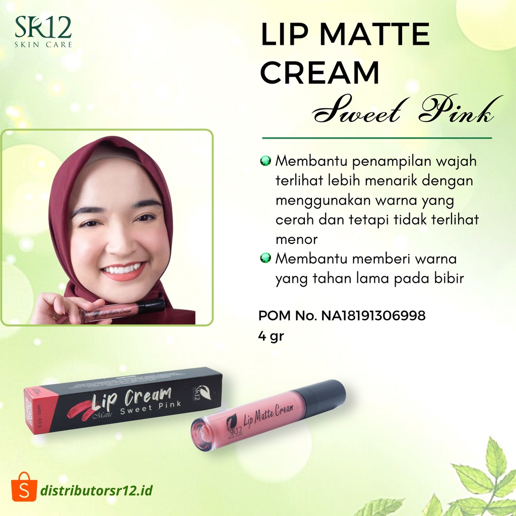 LIP CREAM MATTE SWEET PINK SR12 / LIPCREAM BPOM / WARNA LEBIH TAHAN LAMA / MENCERAHKAN BIBIR