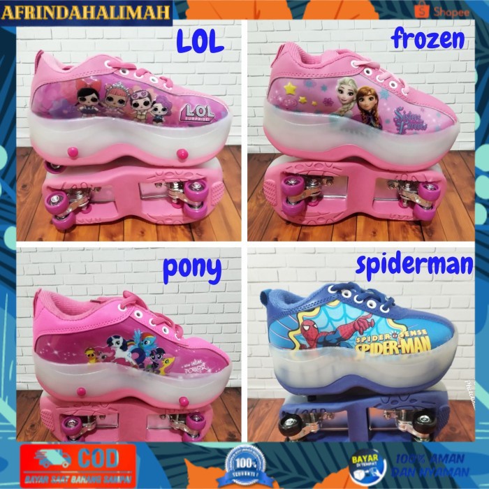 {TERBARU} sepatu roda 4 anak frozen ungu import promo ori murah - 28, spiderman