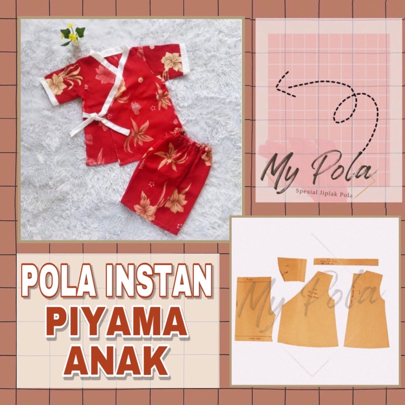 [COD] Pola instan piyama anak kimono - pola piyama mypola - pola jiplak piyama
