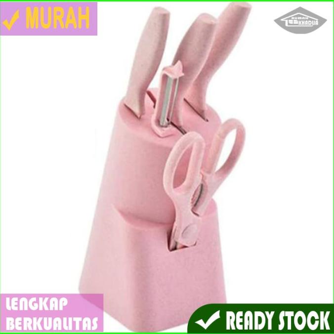 

Set Pisau Dapur 6 In 1 Gunting Pengupas Buah Tempat Pisau H06 Pink Yq03M7Nz2_