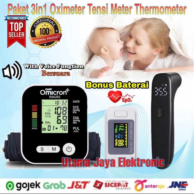 Paket 3in1 Thermometer Infrared Tensi Meter Oximeter Pulse