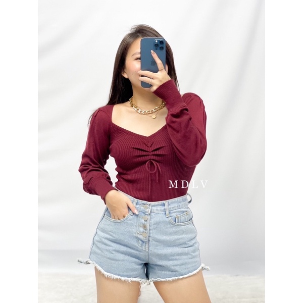 MDLV ~ BAJU RAJUT TOP ELLIE TALI // ATASAN LENGAN PANJANG RAJUT // FASHION WANITA