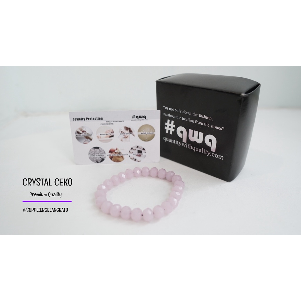 gelang kristal ceko PINK DOFF premium aksesoris tangan bonus kotak