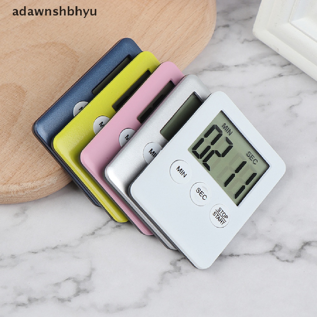 (adawnshbhyu) Timer Masak Digital Layar LCD Bentuk Kotak Super Tipis Untuk Dapur