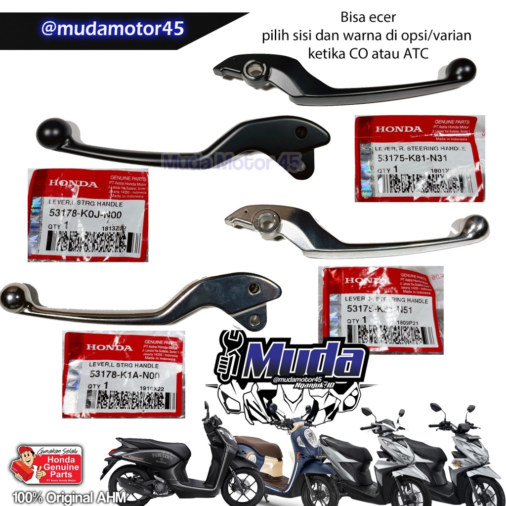 HANDEL REM KANAN OR KIRI SET BEAT SCOOPY STYLO K3V K2F GENIO LED ESAF TIPE CBS 53175-K81-N31-N51 531