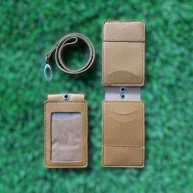 

Lanyard ID Card Holder Name Tag Kulit Dua Sisi Bolak Balik Termurah Berkualitas PU leather FRONT B