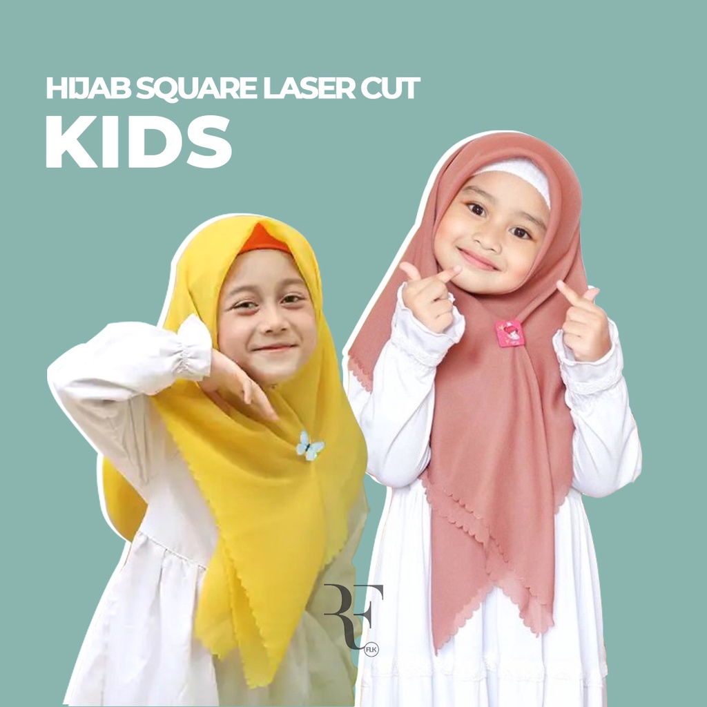 HIjab Bella Square LASER Cut Anak Perempuan/Kerudung ANAK