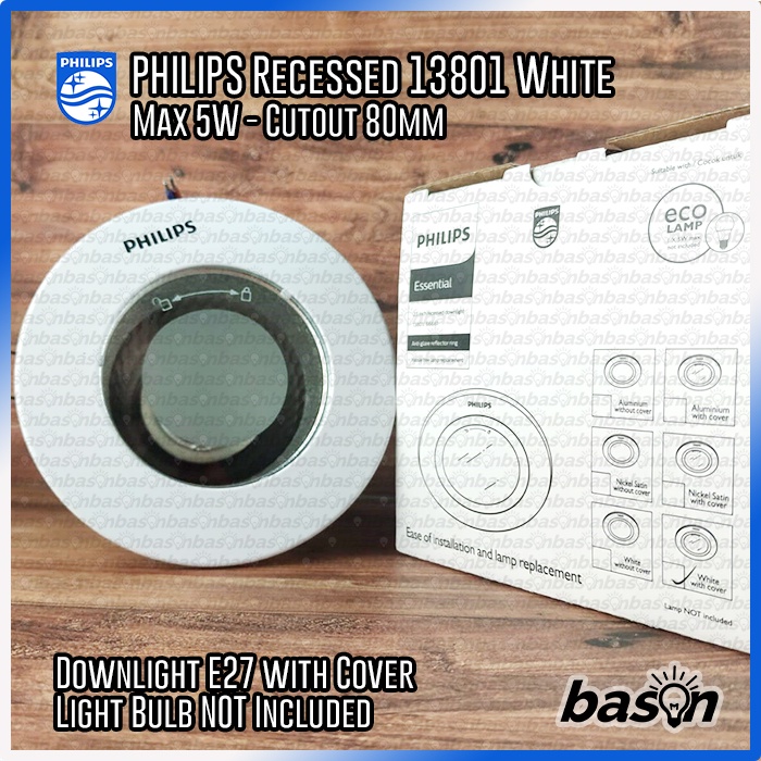 PHILIPS DOWNLIGHT 13801 Glass Recessed White | Rumah Lampu 80 / 85 mm dengan Kaca