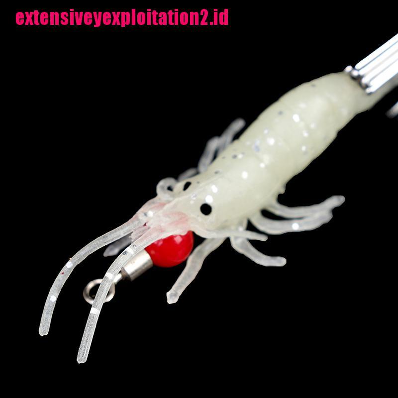 &lt; E2id &amp; &gt; 1PC Umpan Pancing Bentuk Udang / Cumi-Cumi Luminous Dengan Kail