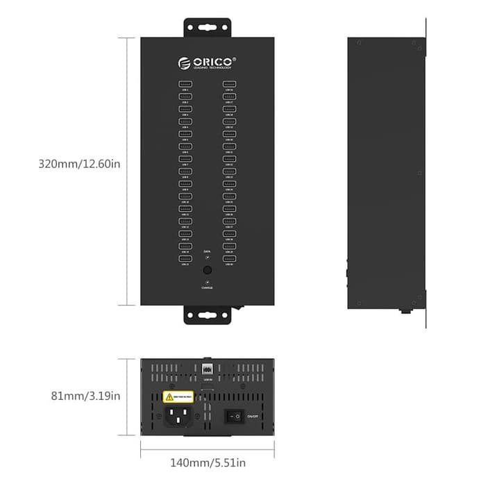 Usb hub orico 30 Port 2.0 industri adapter Data sync-charge 300w IH30P - Terminal usb2.0 30 slot