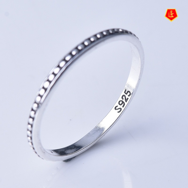 [Ready Stock]S925 Silver Eternal Simple Dots Black Ring