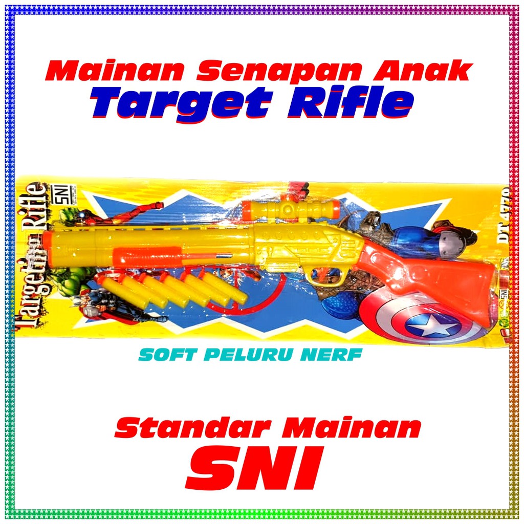mainan tembakan standar SNI senapan anak 6 peluru NERF pistol pistolan