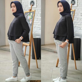  Celana  Jogger  Polos  Casual Training Panjang Pria Wanita  