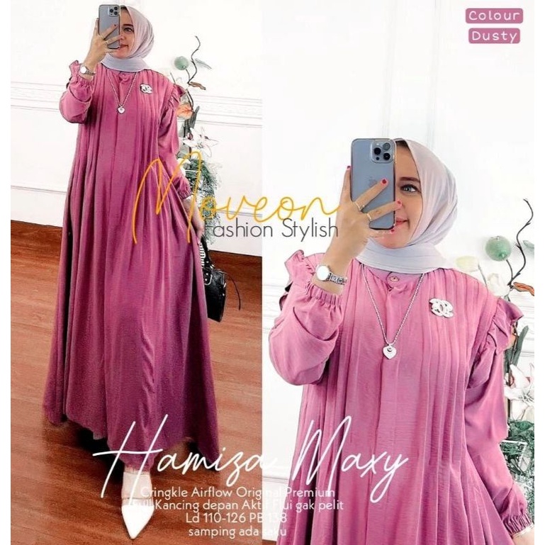 Hamisa maxy dress airflow crinkle premium terbaru