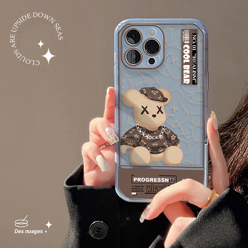 Case Transparan Motif Beruang Untuk IPhone X XS XR 11 12 13 Pro Max 6 6S 7 8 Plus