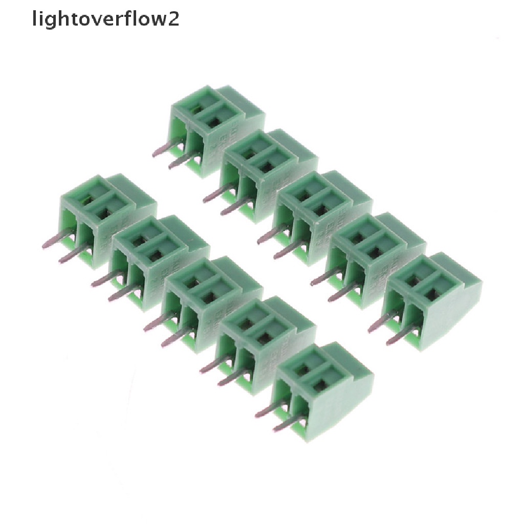 (lightoverflow2) 10pcs Blok Terminal Sekrup PCB Universal 2 Tiang KF128 2.54mm