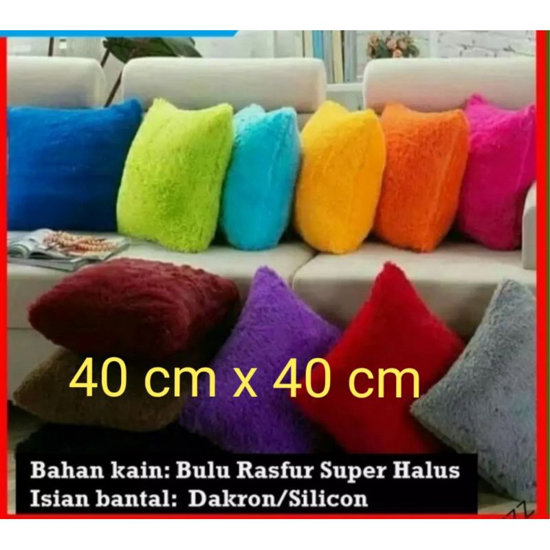 Bantal sofa bulu lembut   ●&quot;RASFUR POLOS&quot;● ..40 X 40