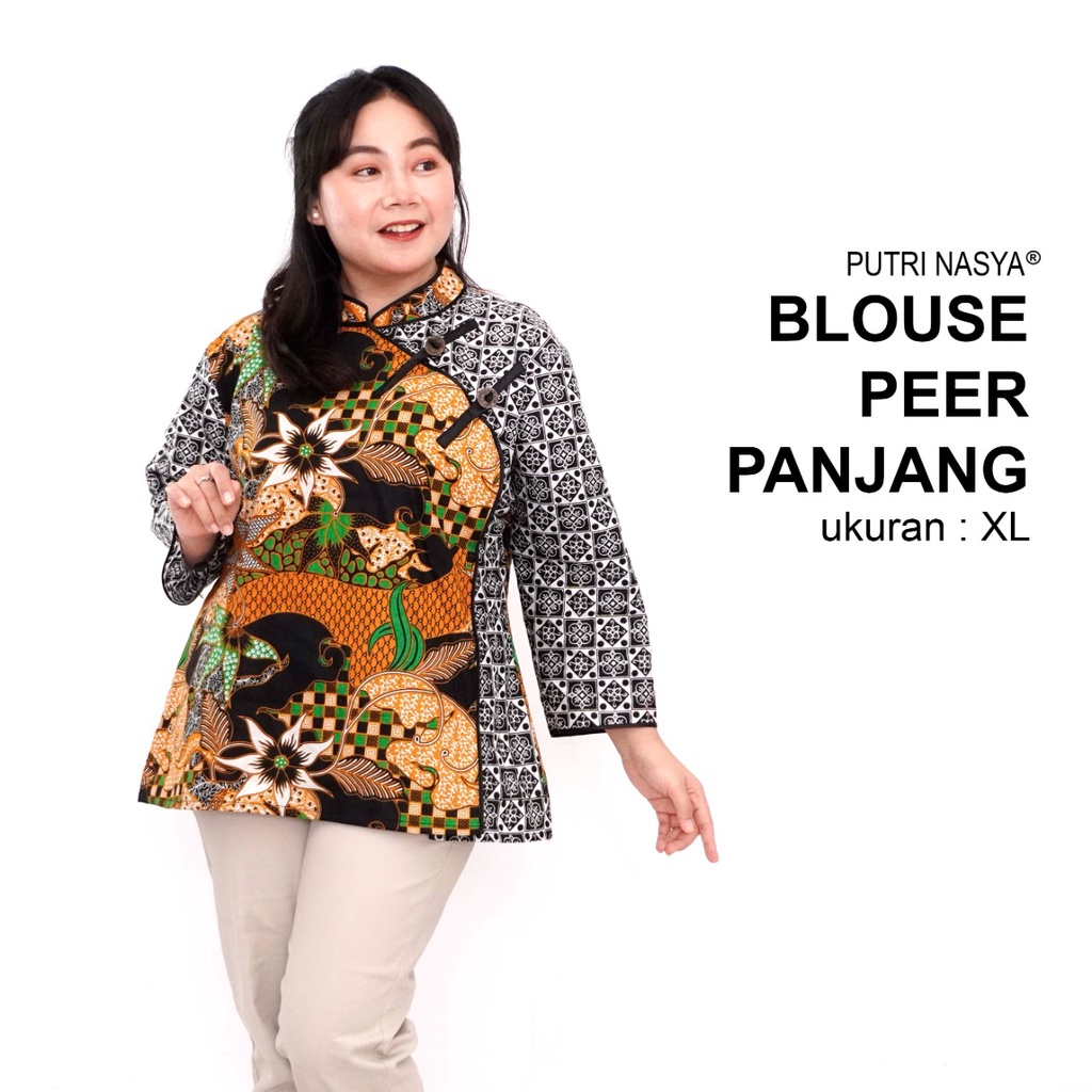 Atasan Batik Wanita Blouse Big Size Wanita Jumbo LD 140 Model Blus Jumbo Seragam Kerja Kantor Batik S-M-L-XL-2L-3L-4L-5L-6L-7L / Pakaian Batik Kerja Kekinian