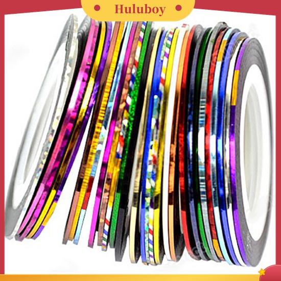 Huluboy Huluboy♡ 10 Warna / Roll Stiker Tape Garis 20m Untuk Dekorasi Kutek UV Gel DIY