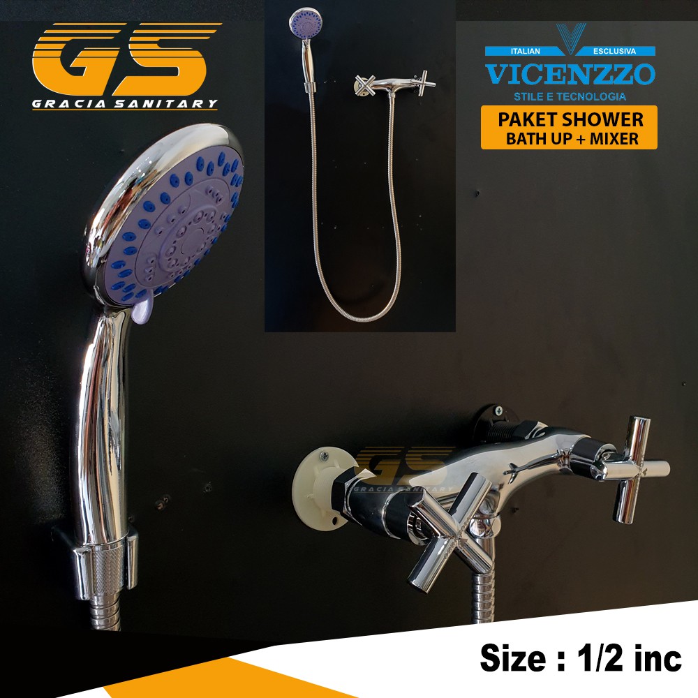 Shower SET Kran Mixer Panas Dingin Baling Vicenzzo KSH925 Bahan Kuningan