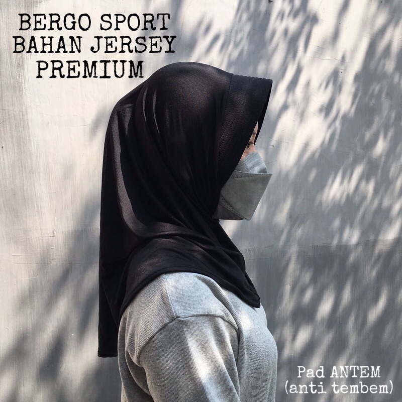 JILBAB SPORT BERGO SPORT HIJAB SPORT INSTAN BAHAN JERSEY PREMIUM