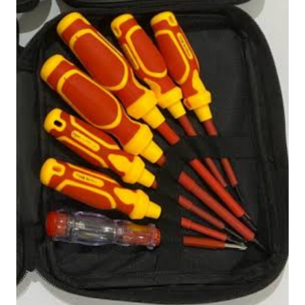 Obeng Listrik Set 7 Pcs - Insulated Screwdriver Set Obeng Listrik Set Magnit 7 Pcs + Tespen Dua Mata Kawaksai spt tekiro BERKUALITAS