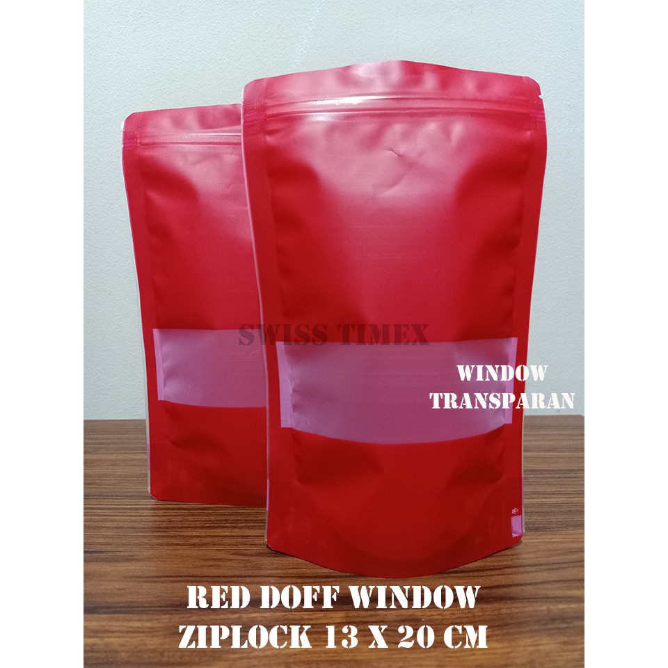 50 Pcs Standing Pouch Window Warna Ziplock 13x20 CM