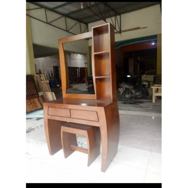 Meja Rias Jepara Tolet Lengkung Jati