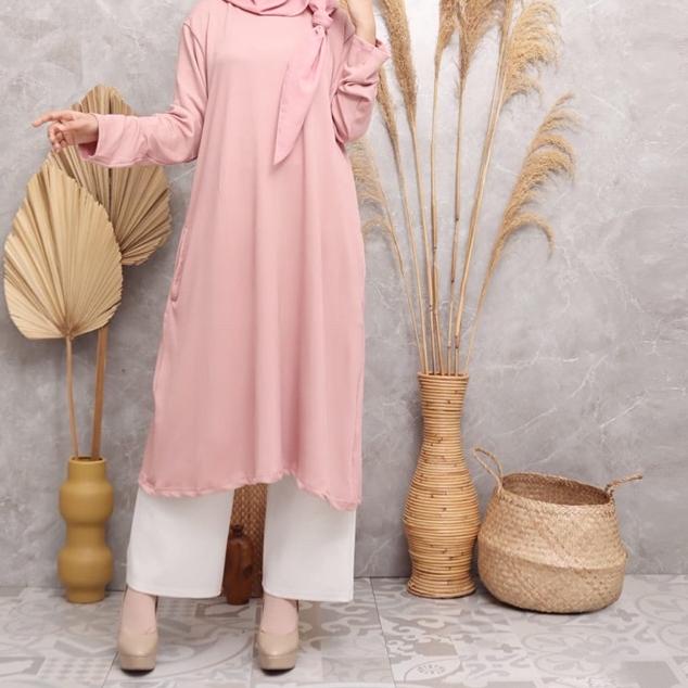 ◌ TUNIK BORTEGA - KAOS RAJUT IMPORT MUSLIMAH JUMBO XXL MURAH GROSIR POLOS KNIT TEBAL ADEM MELAR ABG 