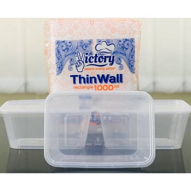 Thinwall Rectangle 1000 ml Food Container Box Makan Mika Bening Wadah Sayur Tempat Dessert Box Besar