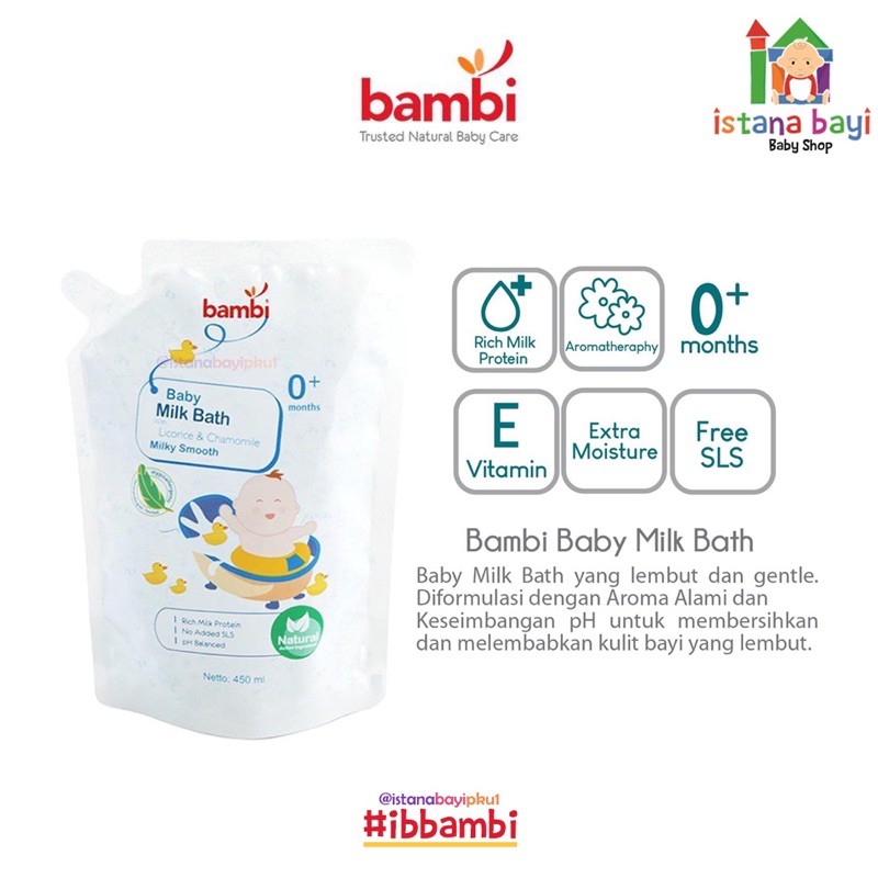 Bambi Milk bath Refill 450 ml - Sabun mandi bayi