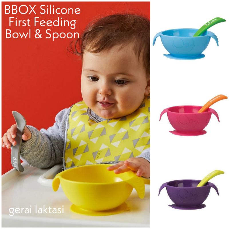 BBOX Silicone First Feeding Set Bowl and Spoon - B.Box Mangkok dan Sendok Silikon