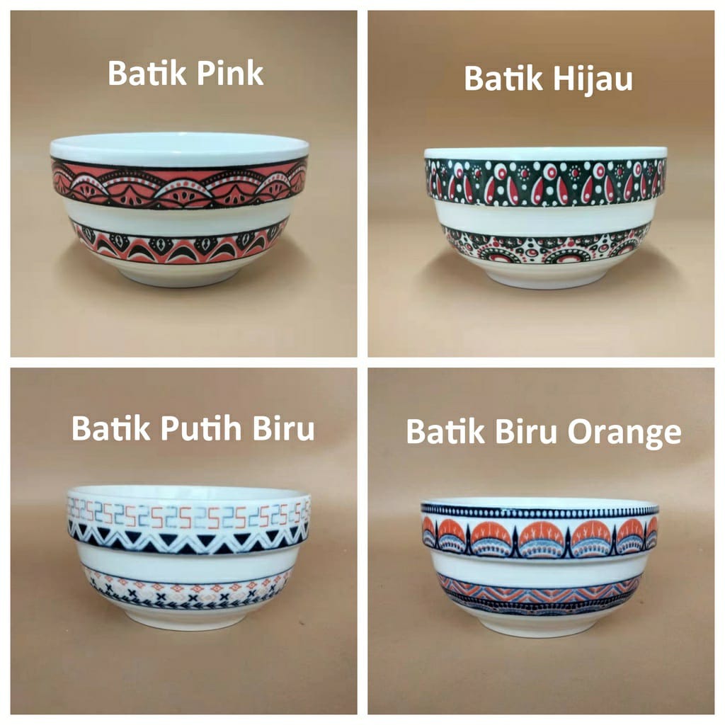 Mangkok Keramik Jepang Mangkuk Makan Motif Batik Ukuran 12cm
