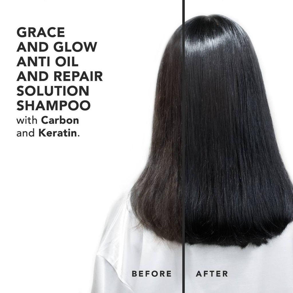 Grace and Glow Secret Bombshell Anti Oil and Repair Shampoo 400 ml - Shampo Anti Lepek dan Rambut Rusak with Keratin + Carbon【BPOM】