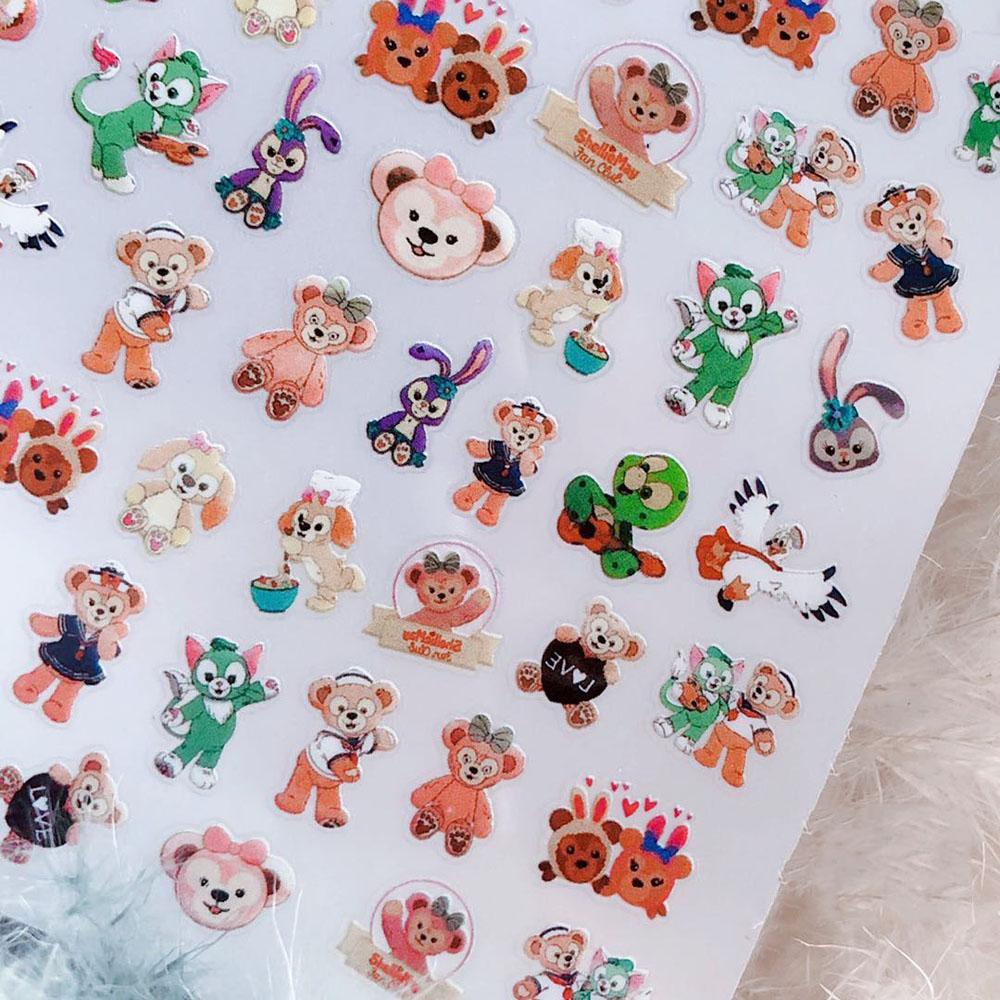 Mxbeauty 3D Stiker Kuku Wanita Gadis Gadis Cantik Kartun Beruang Kembali Lem Stiker DIY Nail Decals