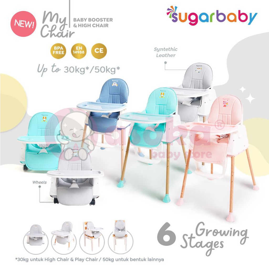 Sugar Baby My Chair Baby Booster &amp; High Chair / Kursi Makan Bayi 6 Growing Stages ASOKA