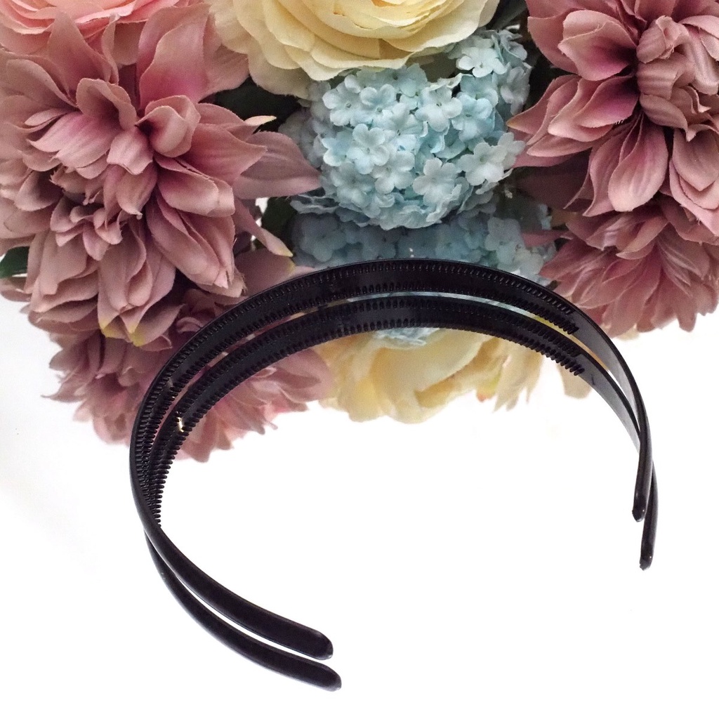 Bando Tebal Polos Hitam Basic Bando Korea Plastik Headband Glossy Black Aksesoris Rambut Wanita Pria Murah