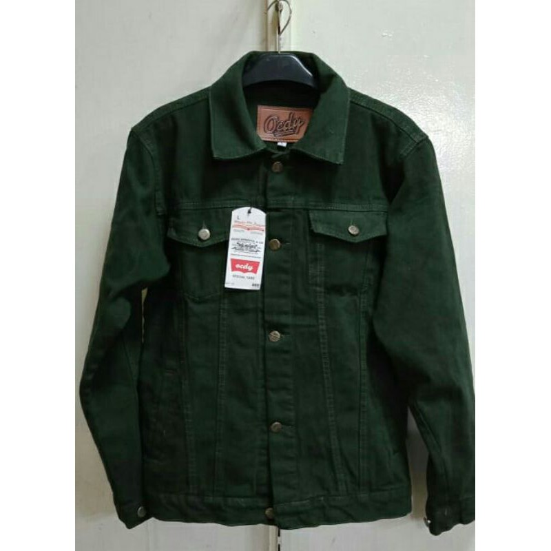 Jaket Denim Hijau Tua/Hijau Toska Tua/Hijau Lumut Pria dan Wanita Size L, XL