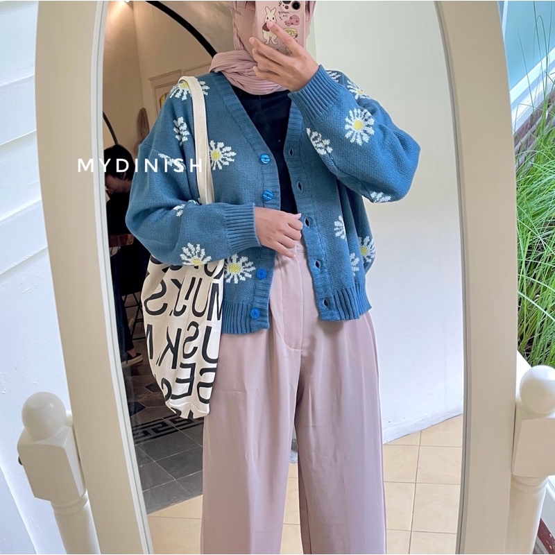 Delsa Flower Crop Oversize Cardy - Cardigan Wanita Terbaru