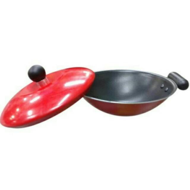 Maxim Valentino Teflon Mie Wok / Wajan Mie / Serabi 17 Cm + Tutup