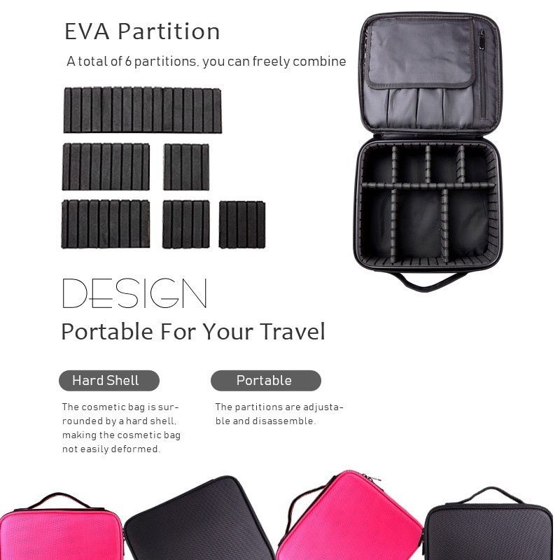 LIKETHIS Tas Kosmetik Make Up Travel Organizer Bag Wanita 37cm Hitam