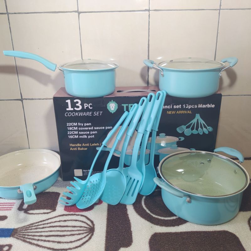 Panci Set 13 TRI J/*Panci Cookware Set 13pcs Marble TRI J* Top Quality