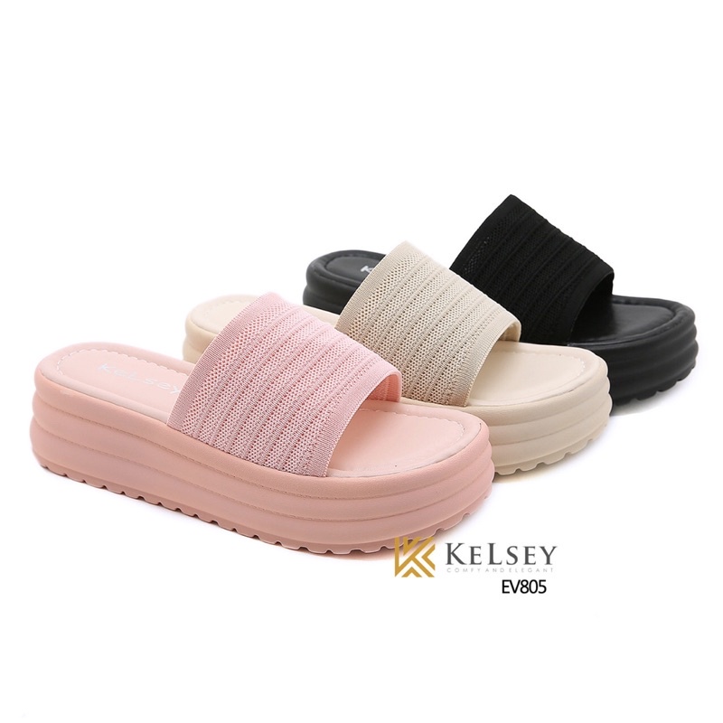 (GRATIS ALAS KAKI) NICOLE Sandal Wedges Wanita Kelsey Import EV805 / Wedges Sandal Wanita