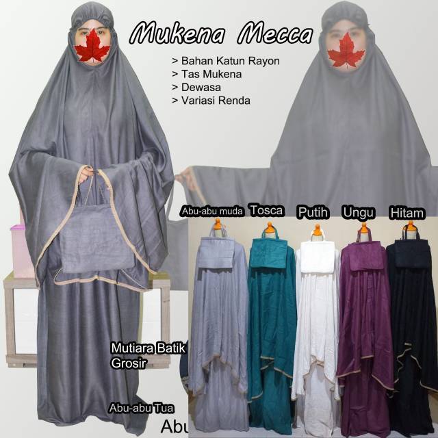 Mukena Bali rayon polos renda termurah mecca