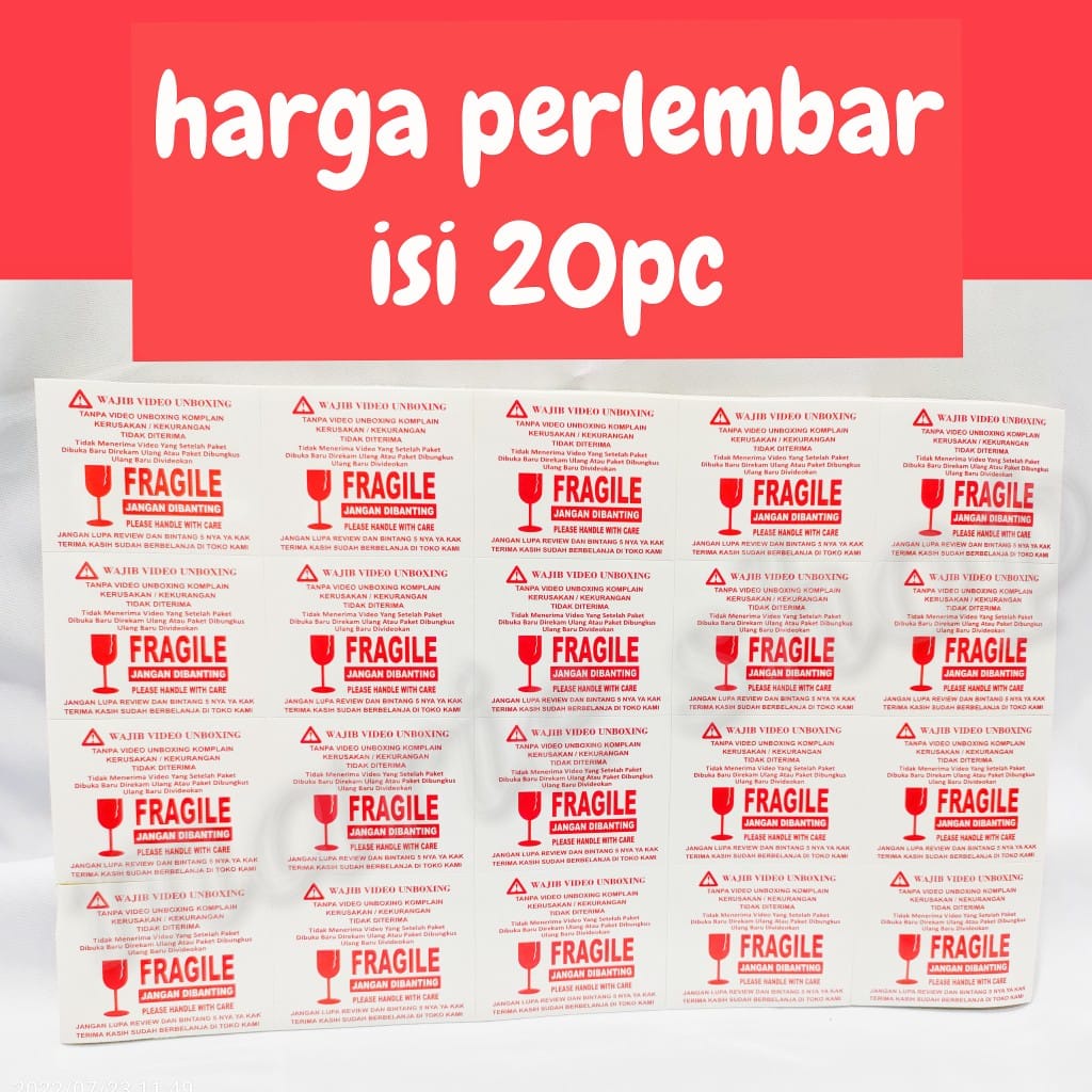 

(DAPAT 20pc) STICKER UNBOXING STIKER FRAGILE UNBOXING